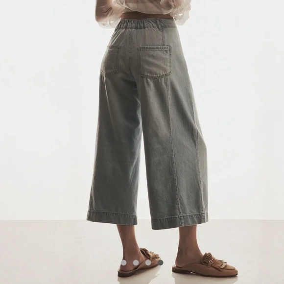Anthropologie Pilcro High-Rise Crop Wide-Leg Jeans Light Blue SIZE LARGE NEW - Picture 7 of 7